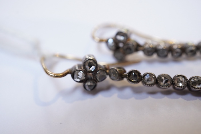 A pair of sapphire and diamond earrings, early 20th century